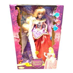 Disney Princess Aurora Sleeping Beauty Brass Key Keepsakes Porcelain Doll RARE